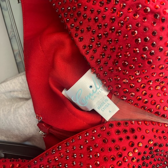 Camille La Vie Red Sparkly Prom Dress - Picture 6 of 7